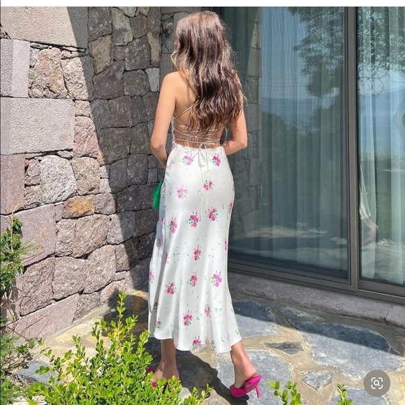 ZARA SATIN EFFECT PRINT DRESS - Picture 11 of 14